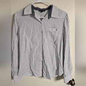 Tommy Hilfiger White Shirt with Navy Pinstripes